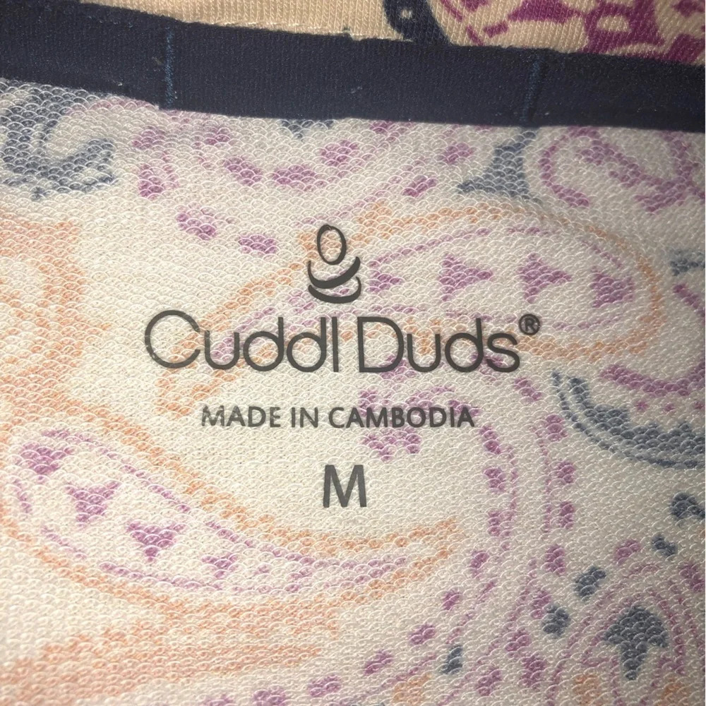 Cuddl Duds Paisley  Blazer Ochre Blue Pink Orange M Soft Pockets - Picture 2 of 9